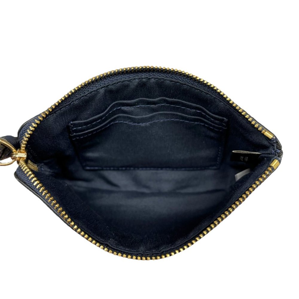 Coach Crossgrain Leather Corner Zip Wristlet Wallet Midnight Blue - Picture 9 of 13